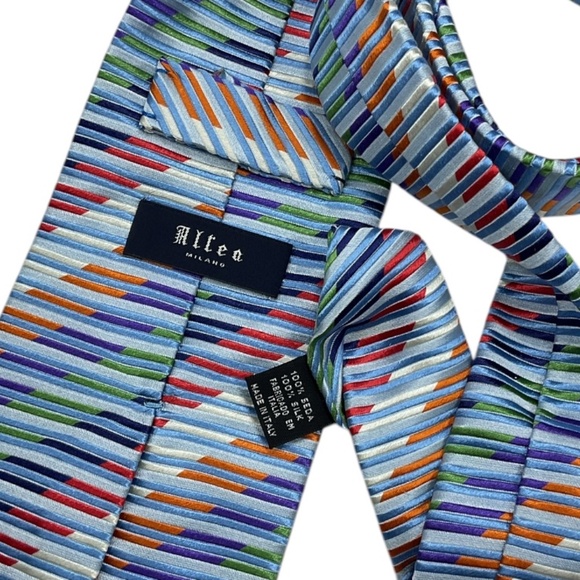 ALTEA Multicolor Geometric Silk LUXURY Tie ITALY - Picture 3 of 4